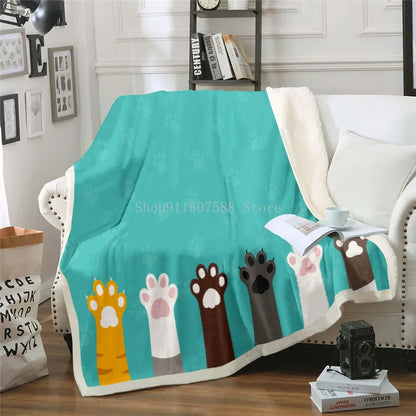 3D Sleeping Cat Sherpa Blanket