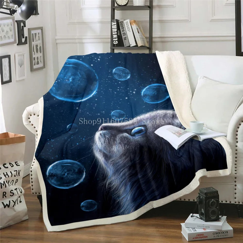 3D Sleeping Cat Sherpa Blanket