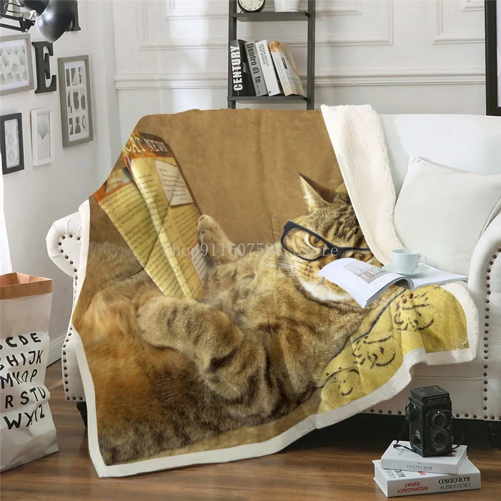 3D Sleeping Cat Sherpa Blanket