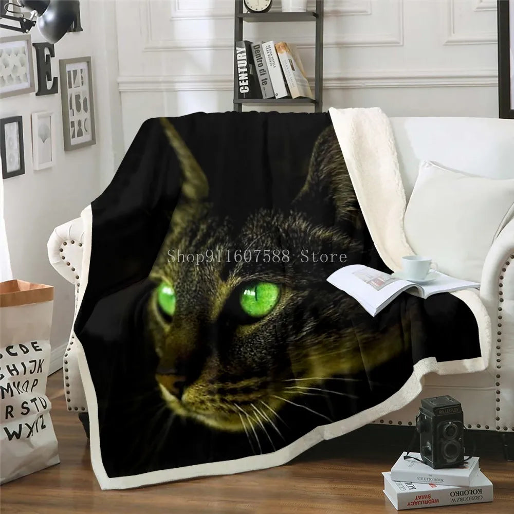 3D Sleeping Cat Sherpa Blanket
