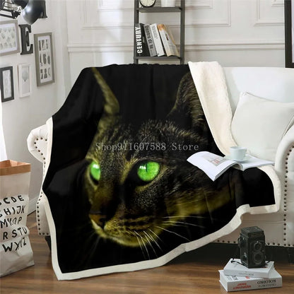 3D Sleeping Cat Sherpa Blanket