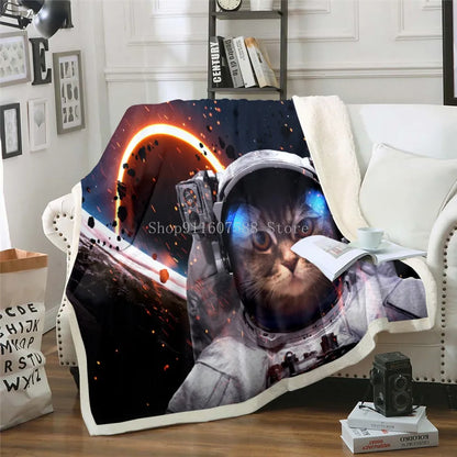3D Sleeping Cat Sherpa Blanket