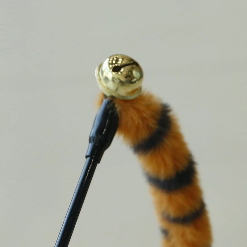 Cat Tiger Stripes Teaser Wand Kitty Interactive Toys Kitten Funny Feather Colorful Rod Teaser Wand Pet Cat Supplies Accessory