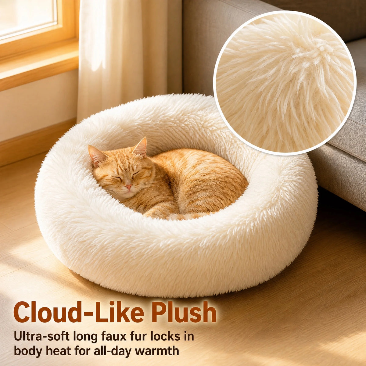 Calming Donut Plush Pet Bed