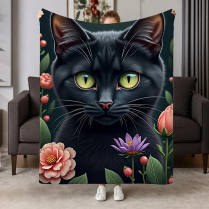 Tuxedo Cat Flannel Blanket