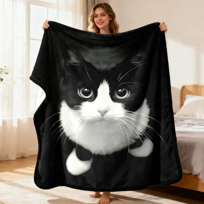 Tuxedo Cat Flannel Blanket