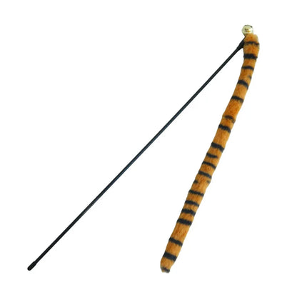 Cat Tiger Stripes Teaser Wand Kitty Interactive Toys Kitten Funny Feather Colorful Rod Teaser Wand Pet Cat Supplies Accessory